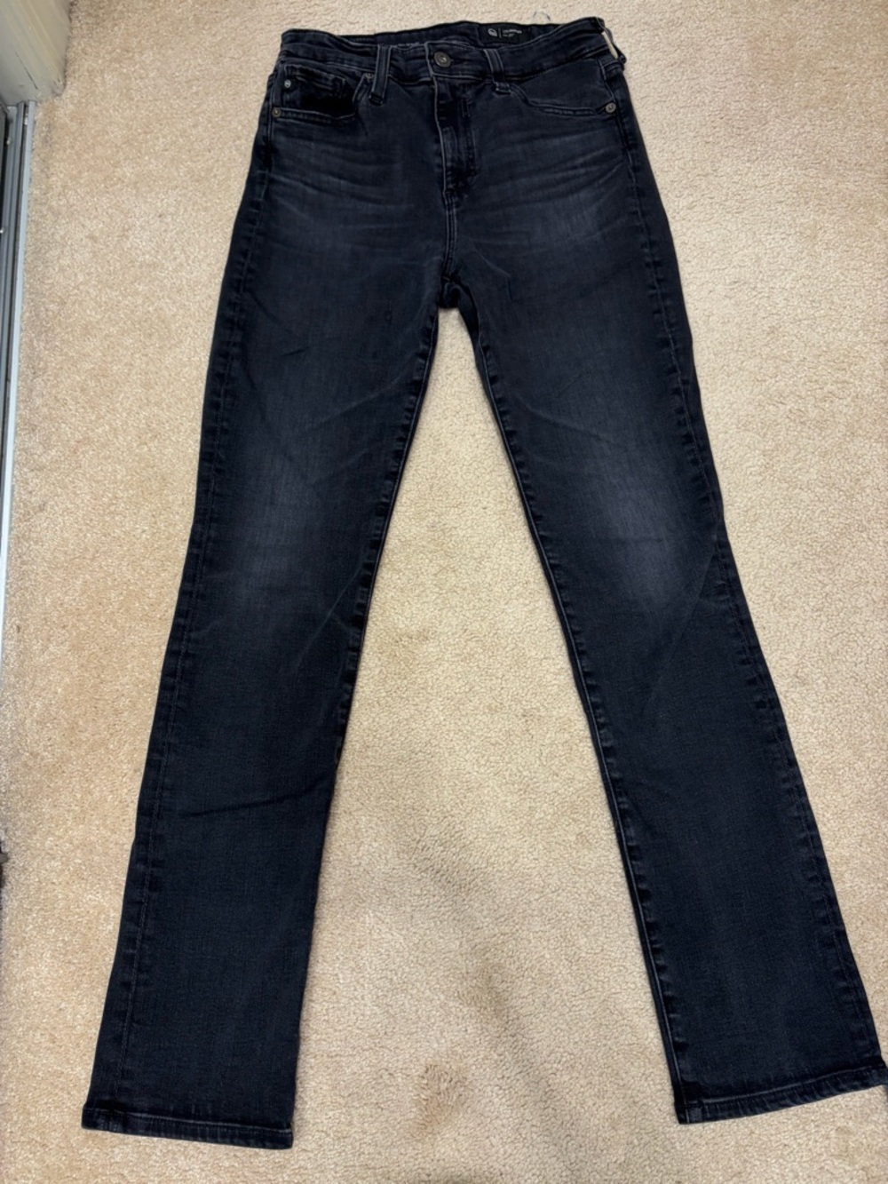 Ag Adriano Goldschmied Black Straight Leg Jeans